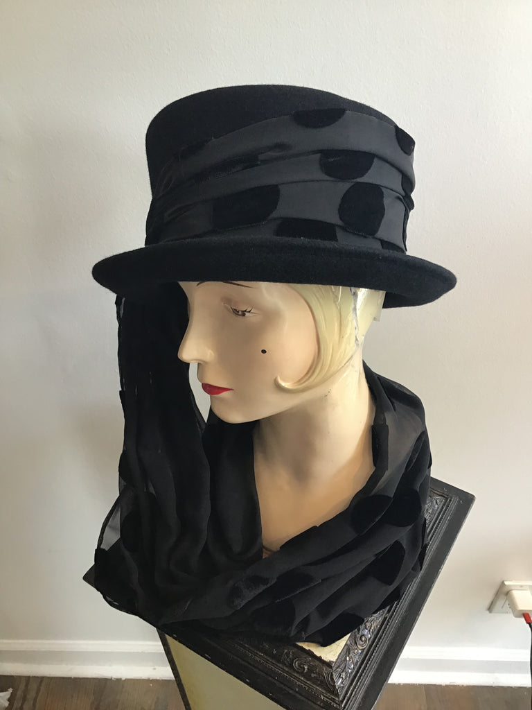 1990s Kōkin Black Hat with Scarf