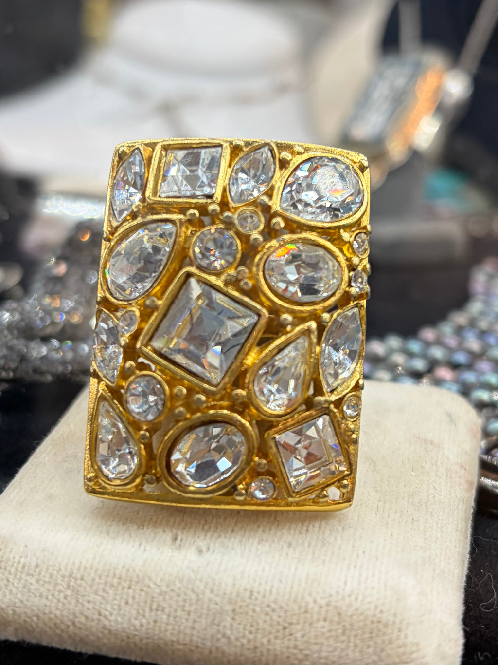 KENNETH LANE RHINESTONE STATEMENT RING SIZE 7