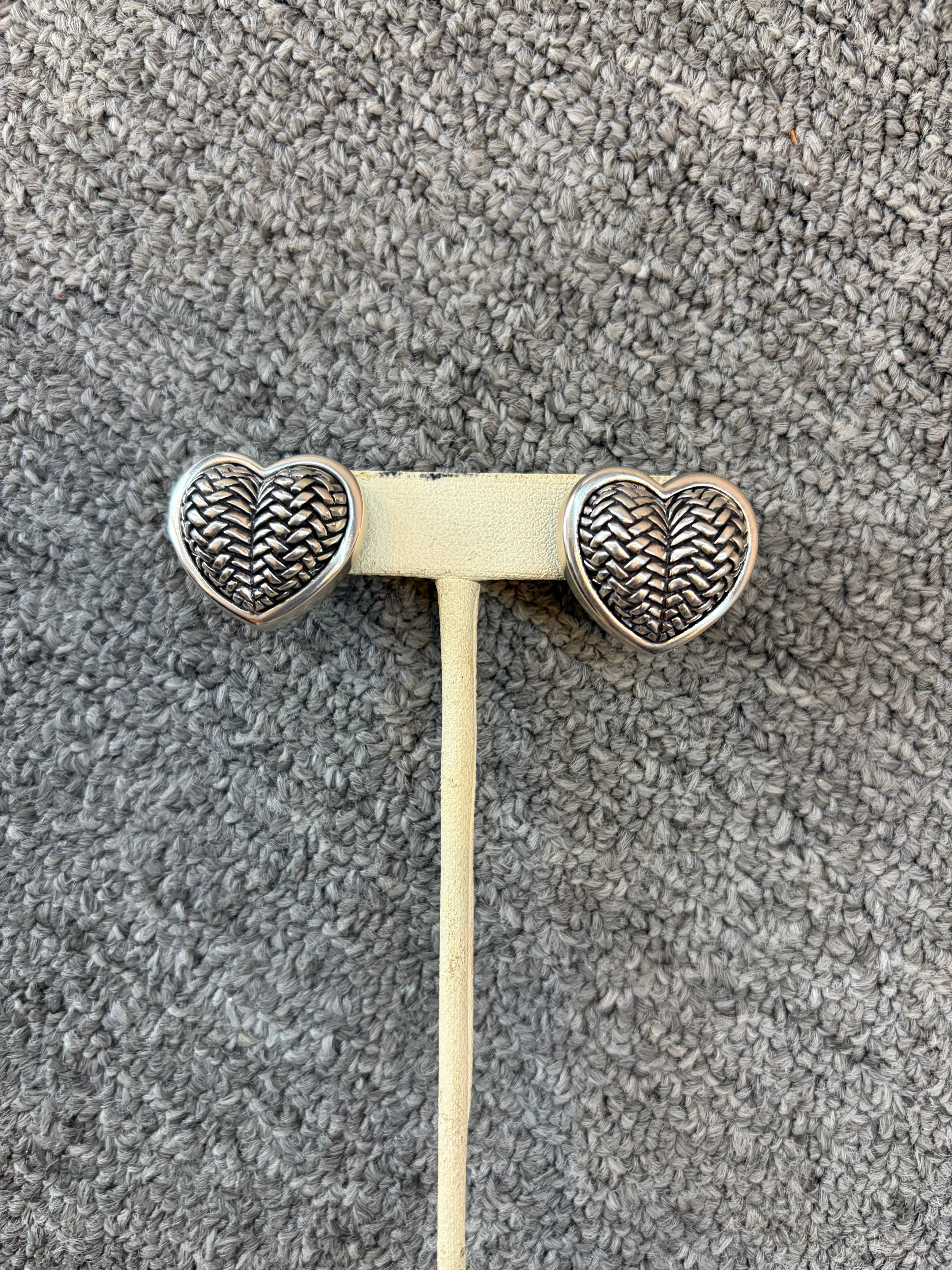 BARRY KIESELSTEIN PUFFED HEART STERLING EARRINGS-1998