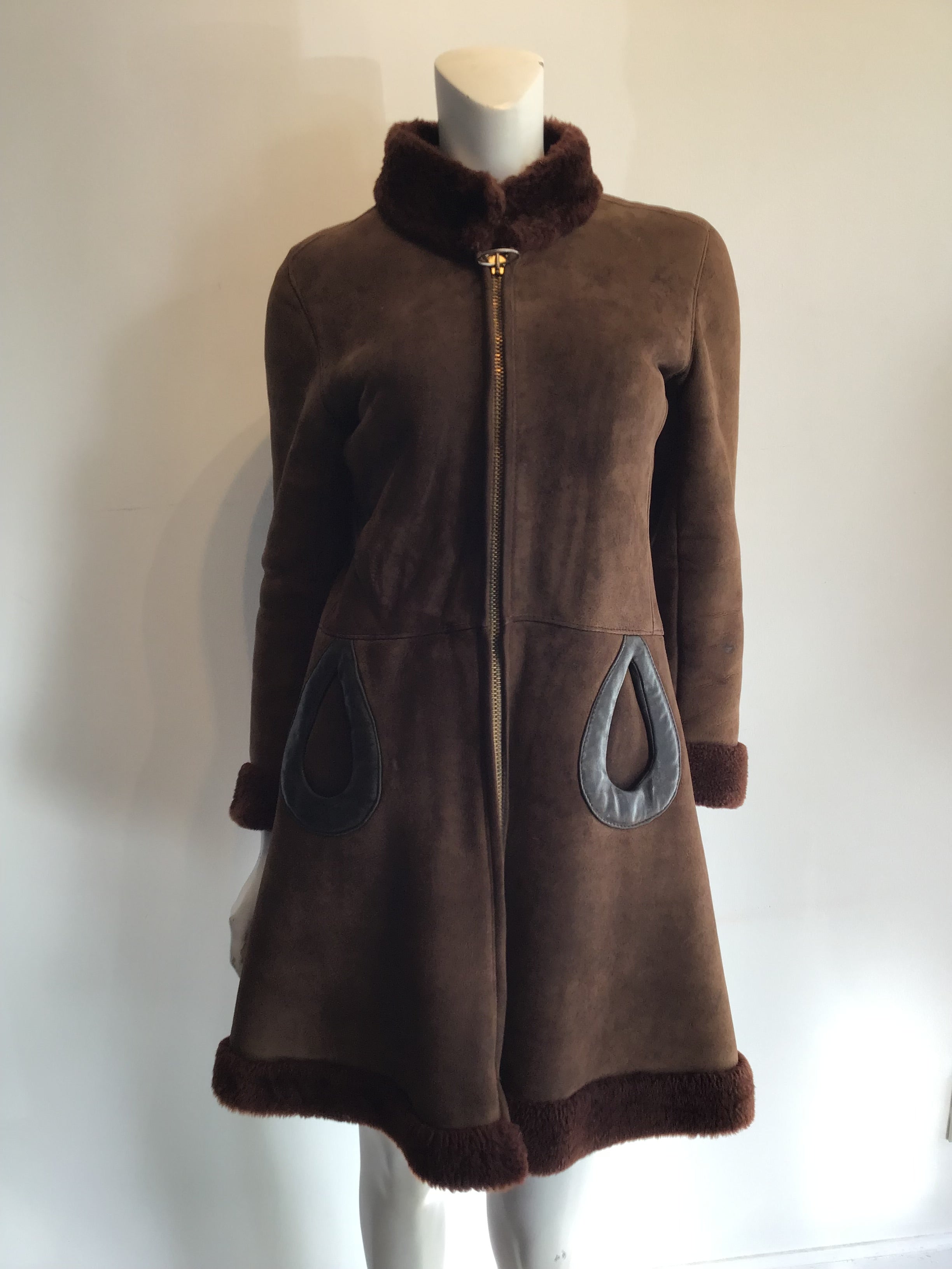 Late 1960s Pierre Cardin Brown Suede Coat Size 6