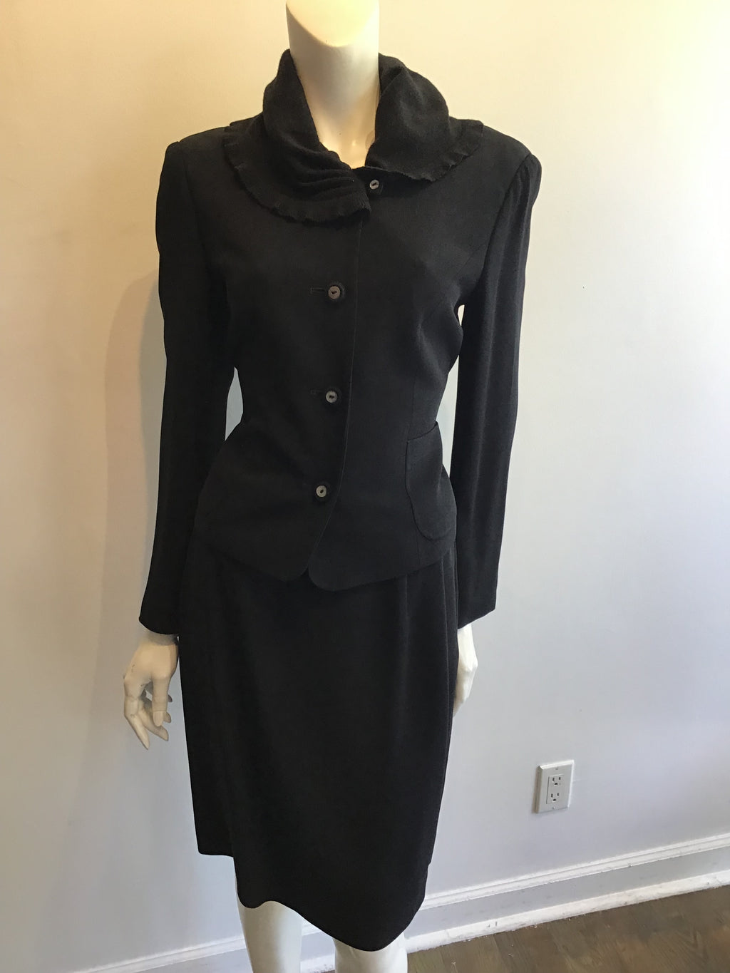1990’s Moschino Cheap and Chic Black Wool Suit Size 8