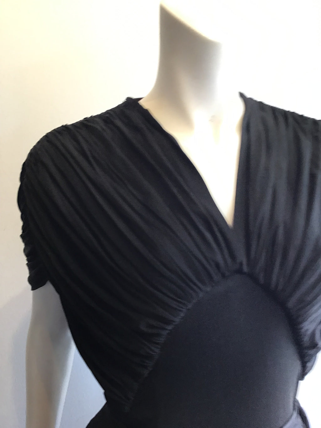 1930’s Christine Misset Black Silk Jersey Dress Size 8