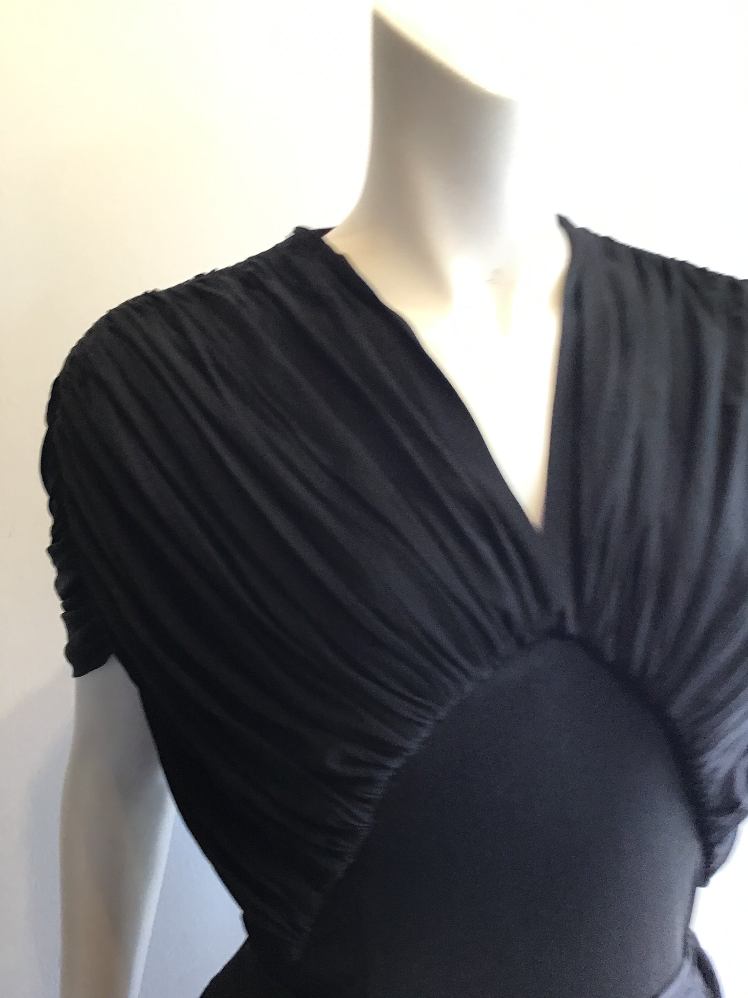 1930’s Christine Misset Black Silk Jersey Dress Size 8