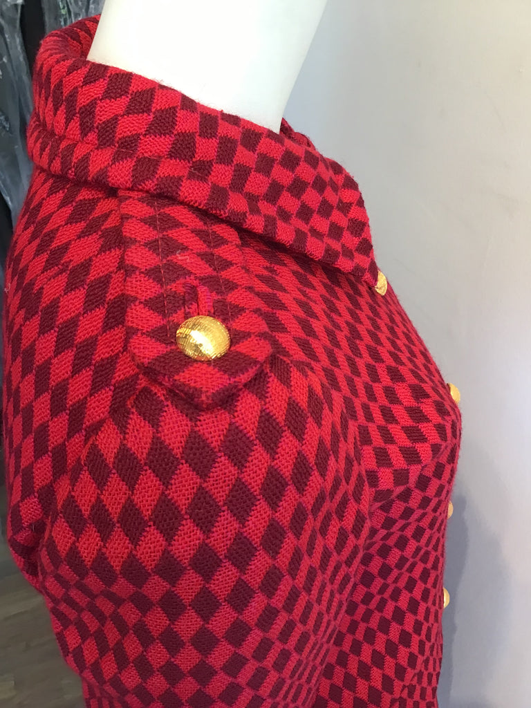 1960s Red and Black Wool Suit by Rose Bertin of Zurich Size 8