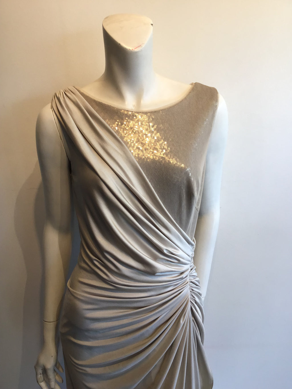 1990’s Tadashi Shoji Taupe Polyester Evening Dress Size 6