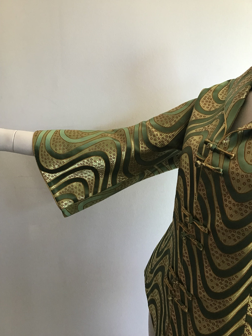 1990’s Green and Gold Silk Grace Chang Jacket Size 12