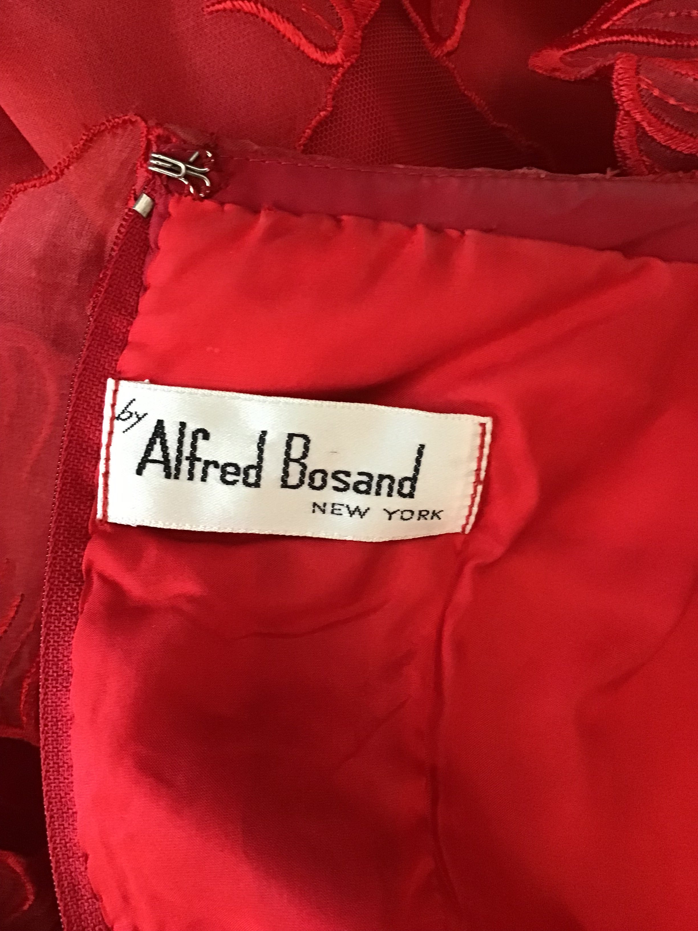 1980’s Alfred Bosand Red Crepe Cocktail Dress Size 6
