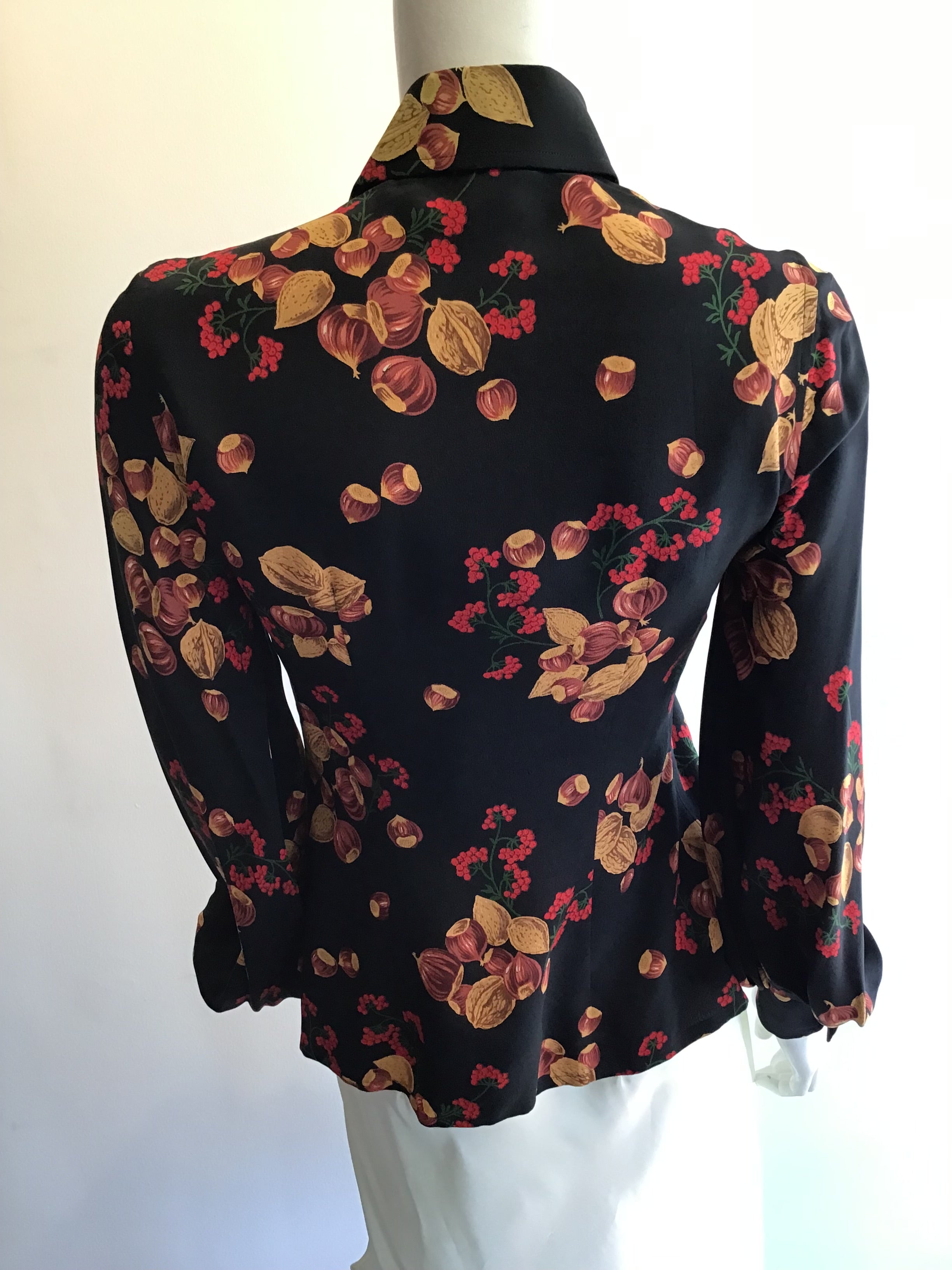 1970’s Valentino Silk Blouse with Chestnuts Size 6