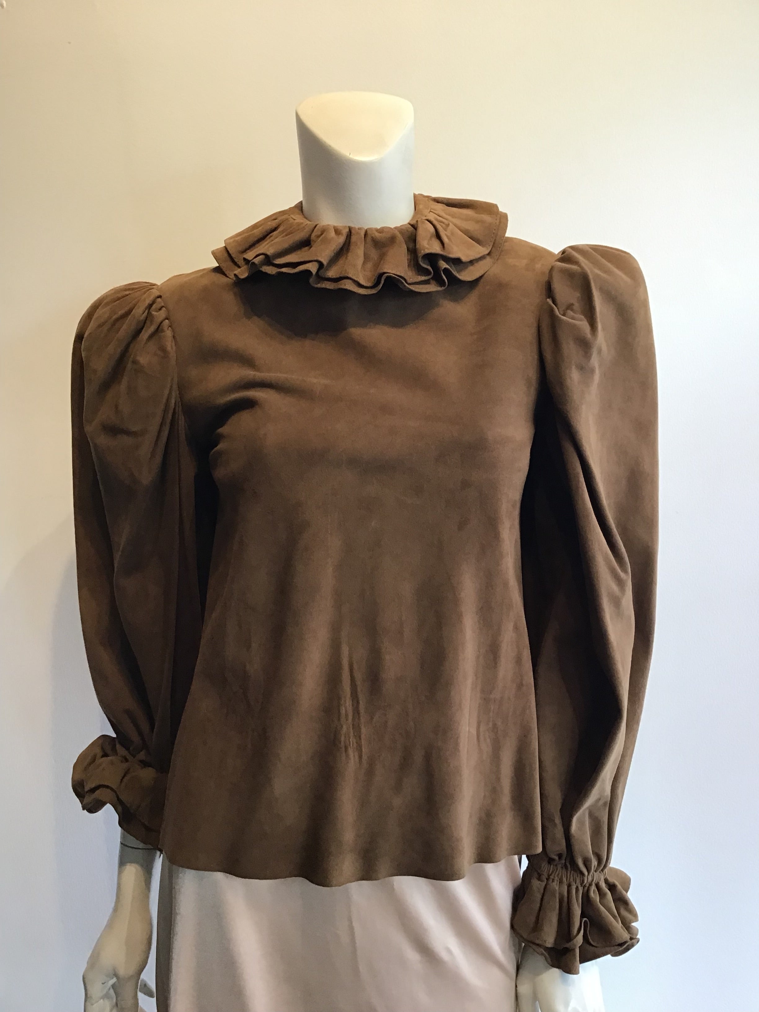 1980’s Coffee Brown Ultra Suede Top Size 6
