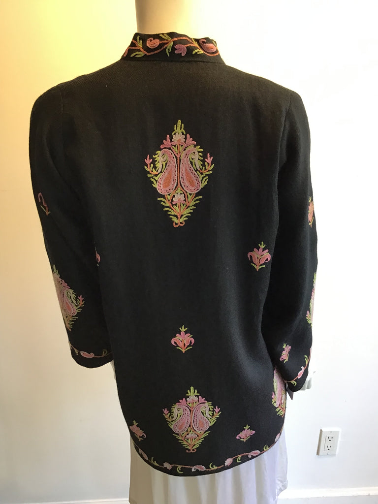1980’s Black Wool Embroidered Jacket Size 6