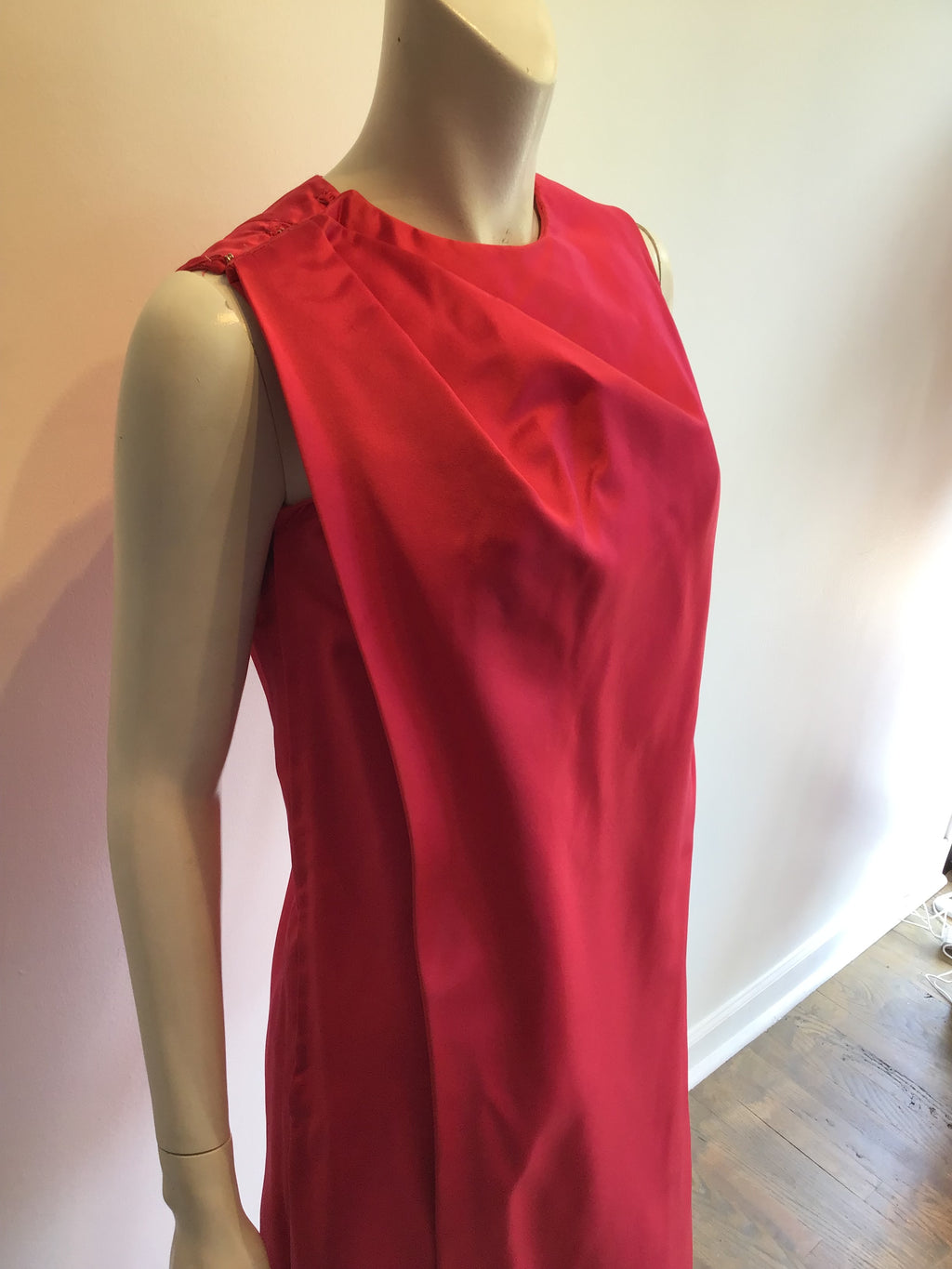 1960’s Raspberry Pink Silk Satin Evening Gown Size 4