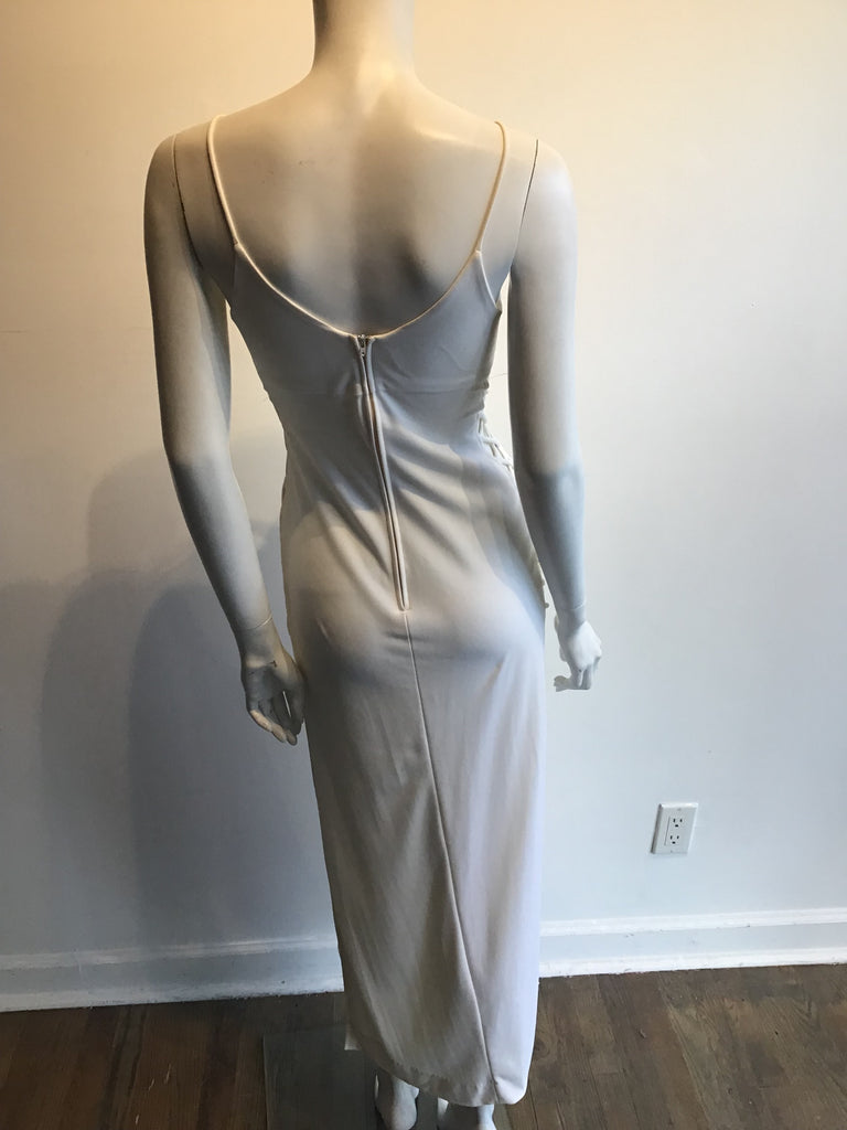 1960s Sultry Cream Rayon"Bond Girl" Dress with Crisscross Cutouts on the Sides Size 2/3