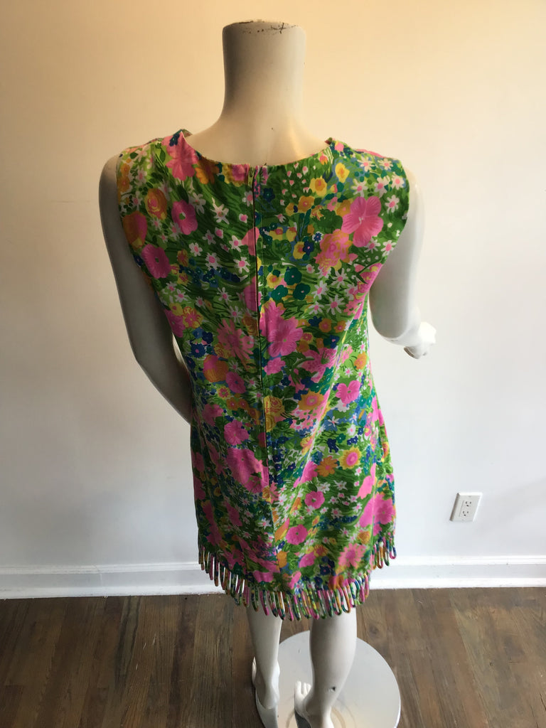 1960’s Cotton Floral Printed Janet Lynn Shift Dress Size 8