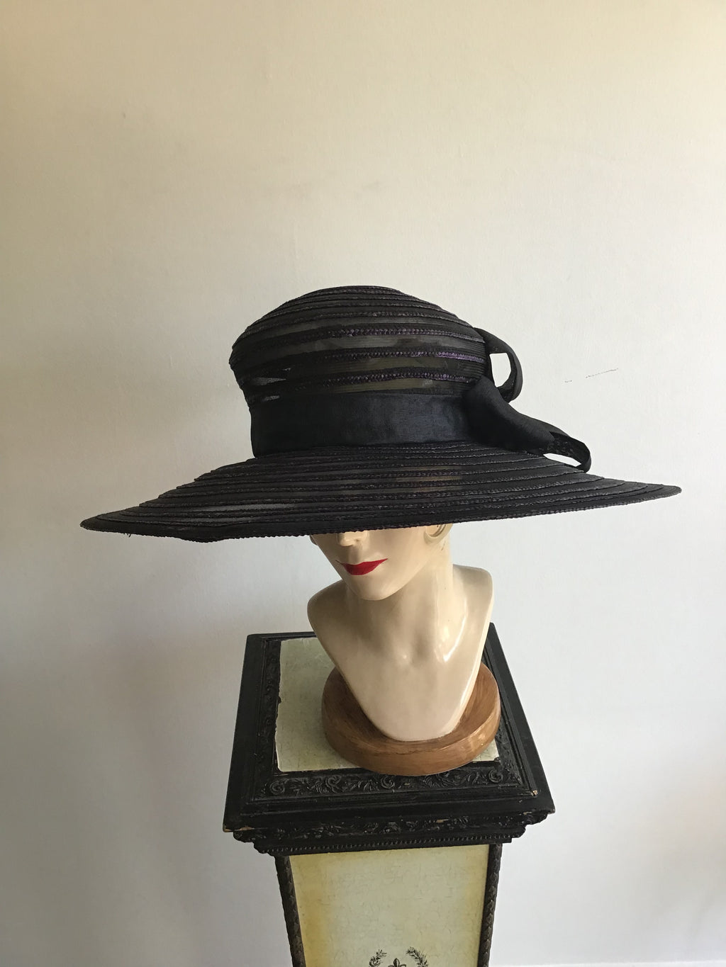 1990s Eric Javits Purple and Black  Horsehair hat