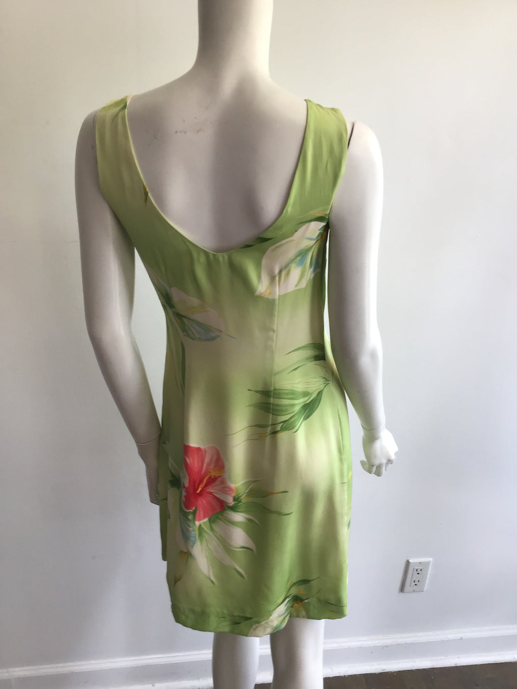 2000s Silk Green and Pink Tommy Bahama Dress Size 8