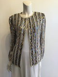 1980’s Papéll Gold/Silver Silk Sequined Evening Jacket Size 10