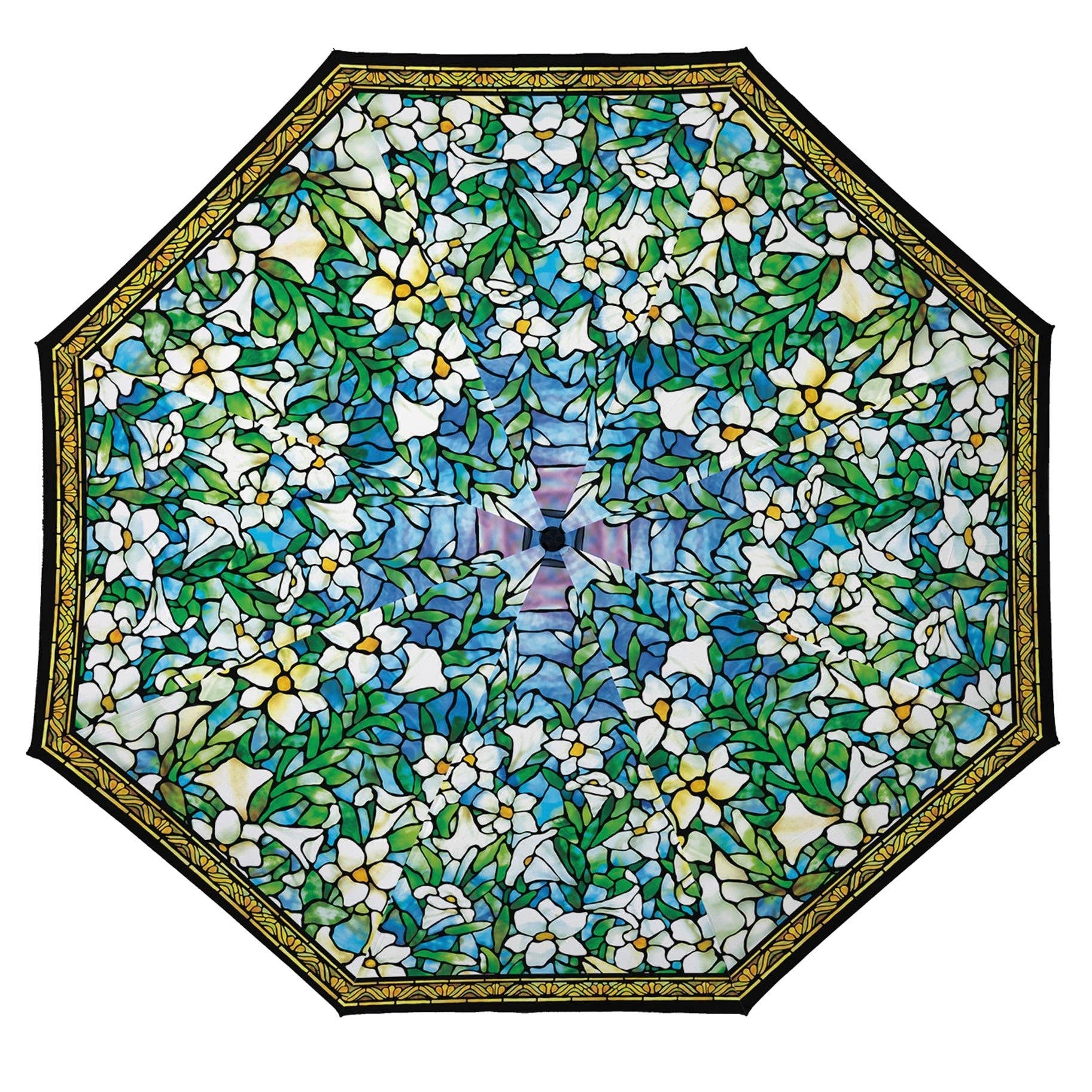 Tiffany Field of Lilies Travel Umbrella – Compact, One-Touch Open & Close