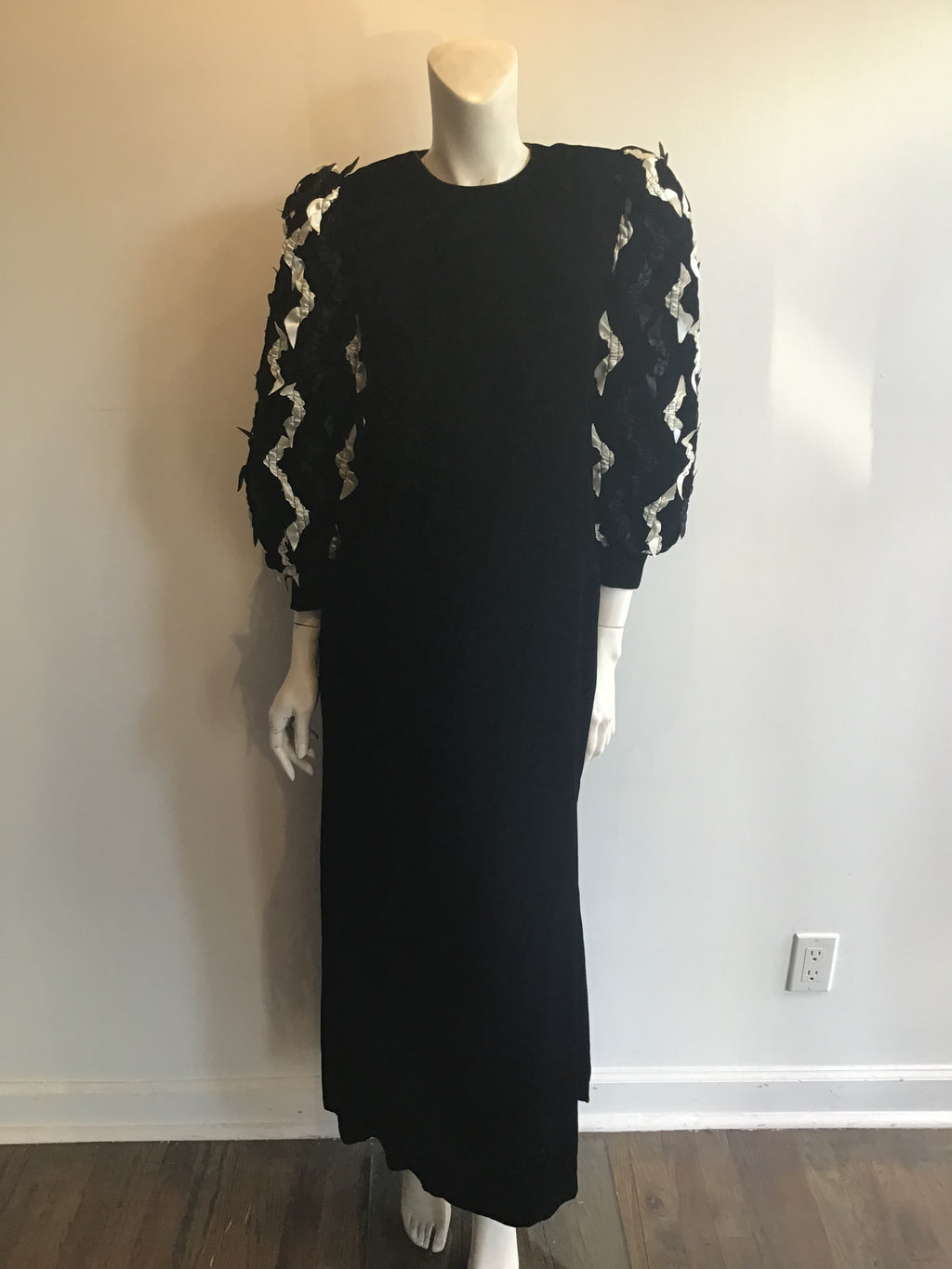 1980's David Brown for Saks Black Velvet Evening Dress