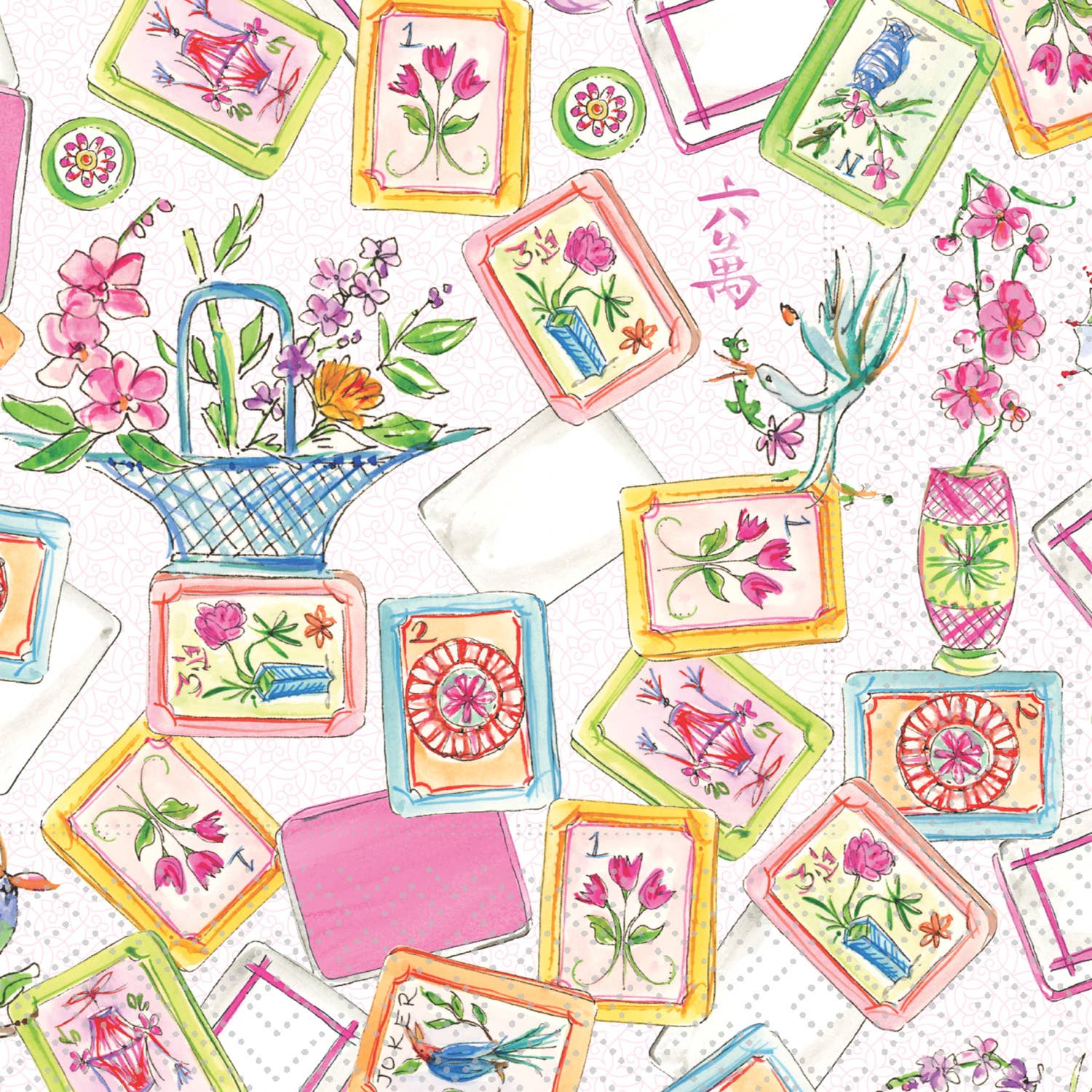 Mahjong Allover Paper Cocktail Napkins  20 Ct