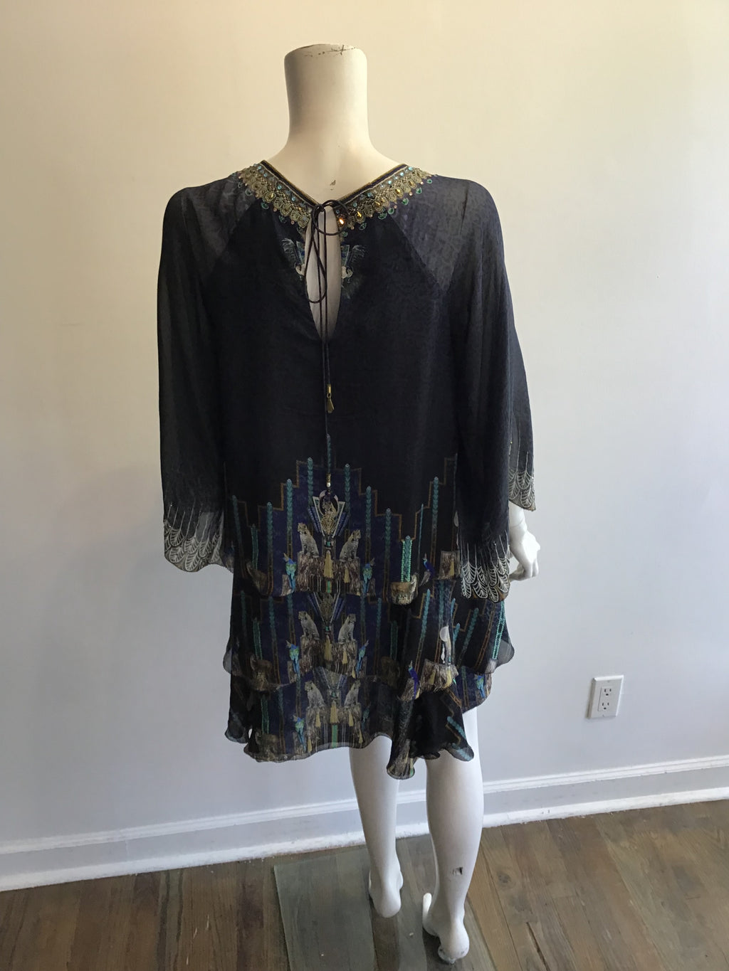 2000’s Camilla blue and Black Silk Mini Dress Size 8/10