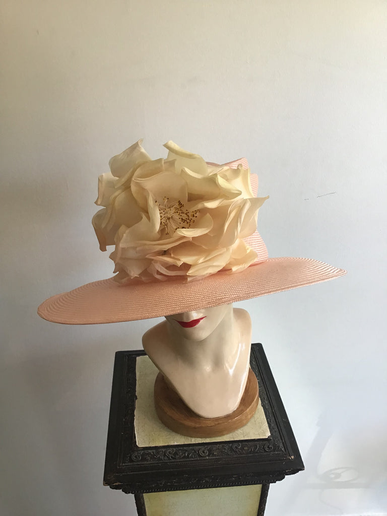 2000 Phillip Treacy Pink Straw Hat with Large Flower