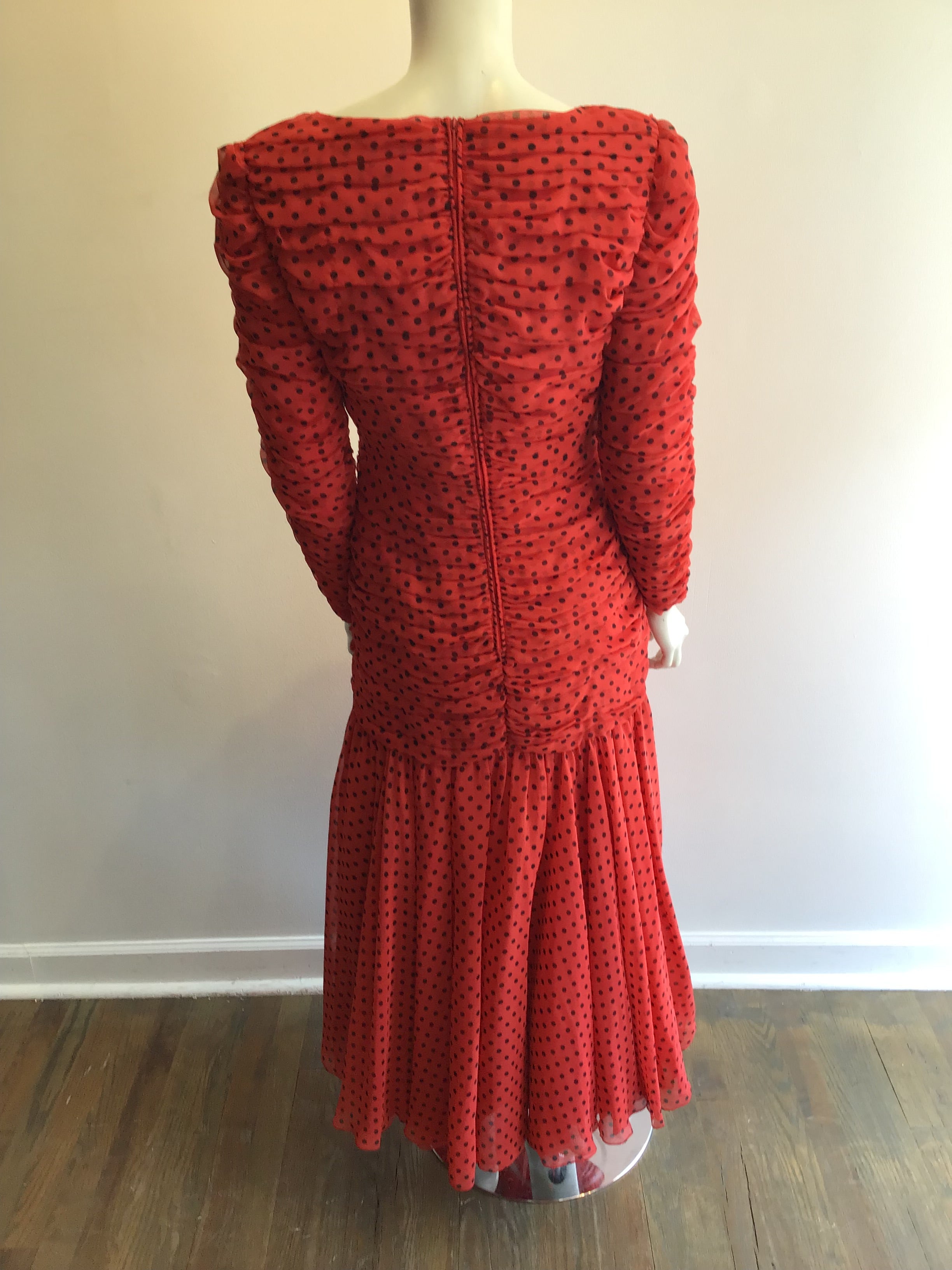 1980’s Red Silk Blend Louis Féraud Evening Dress Size 6