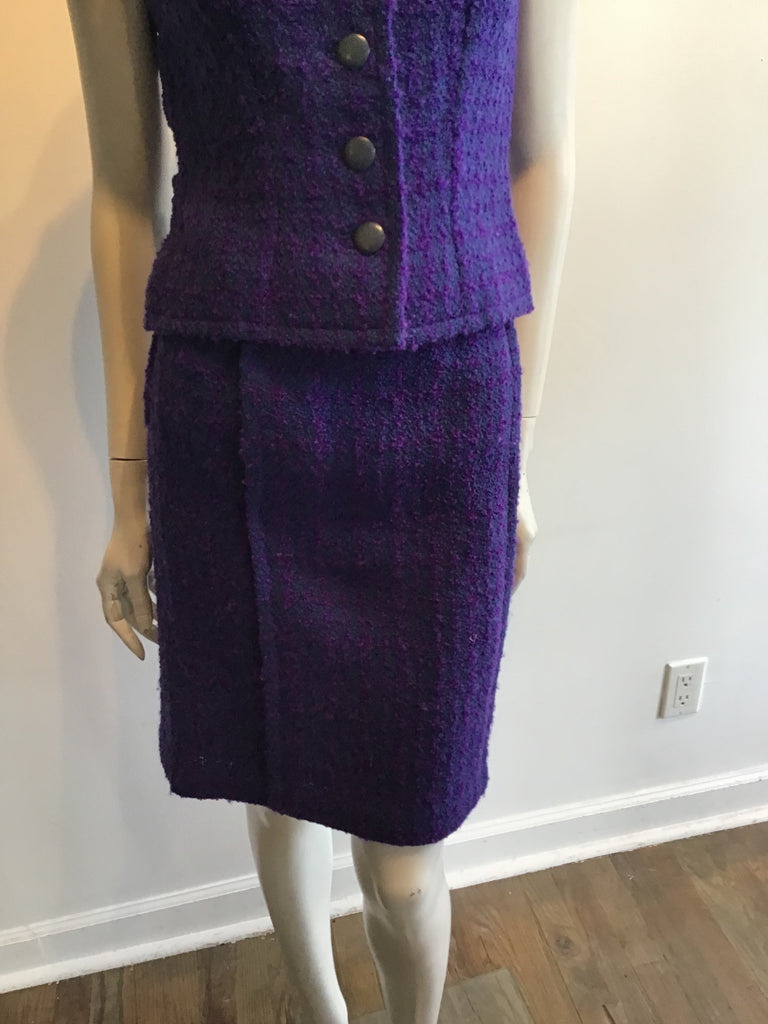 1960’s Wool Purple Wool Bouclé Sybil Connolly 3 Piece Suit Size 2
