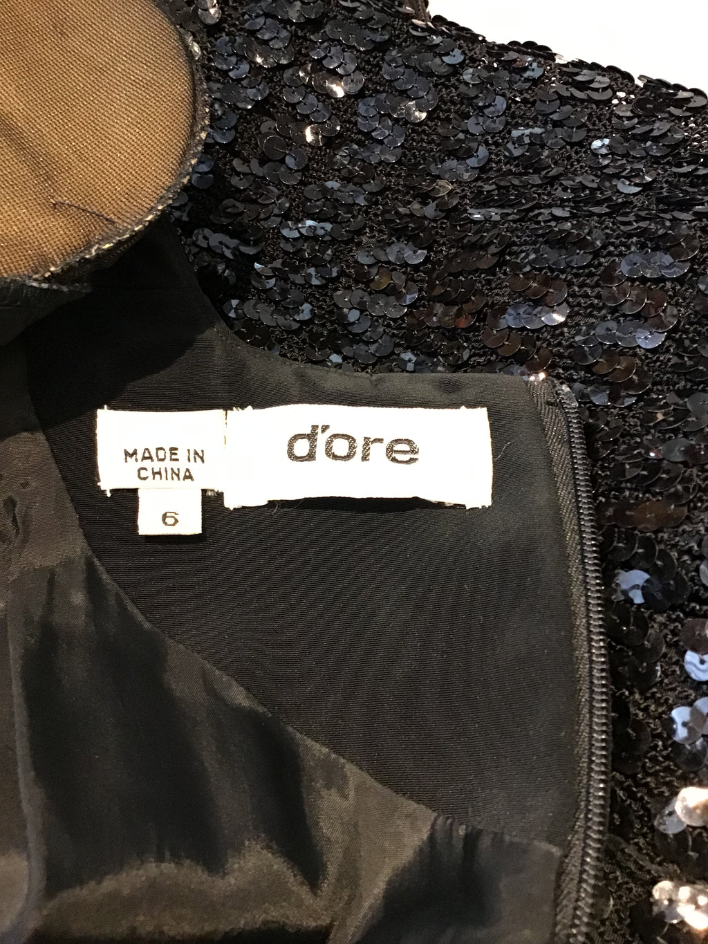 1980’s Black Polyester D’Ore Cocktail Dress Size 8