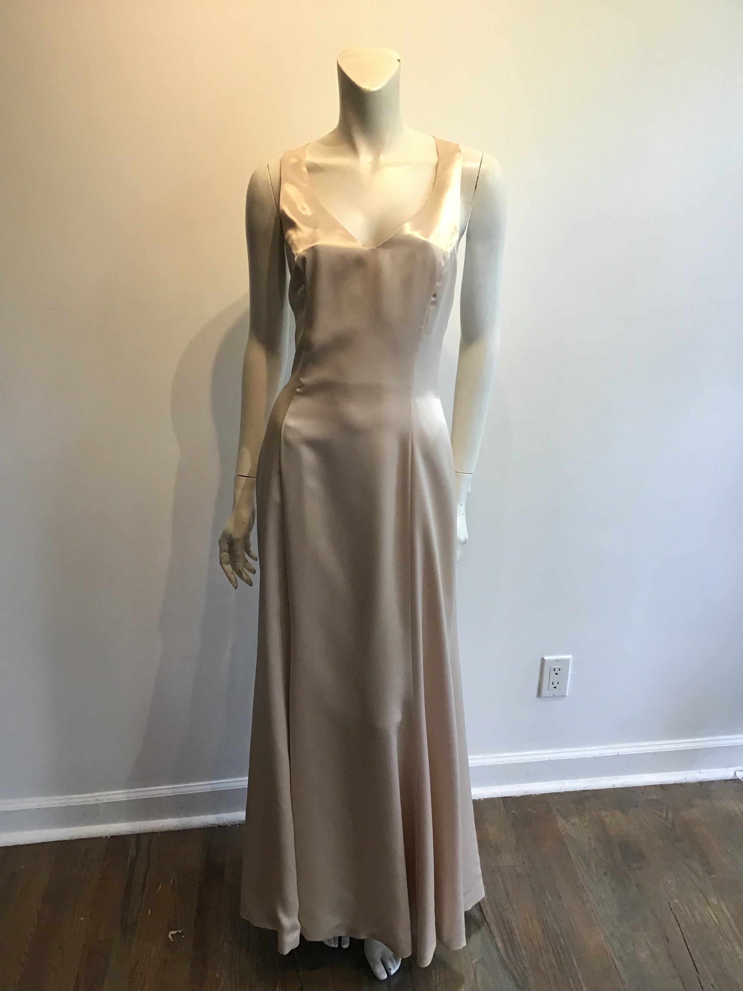 2000’s Silk 2 Piece Cream Bronze Wedding Dress Size 8
