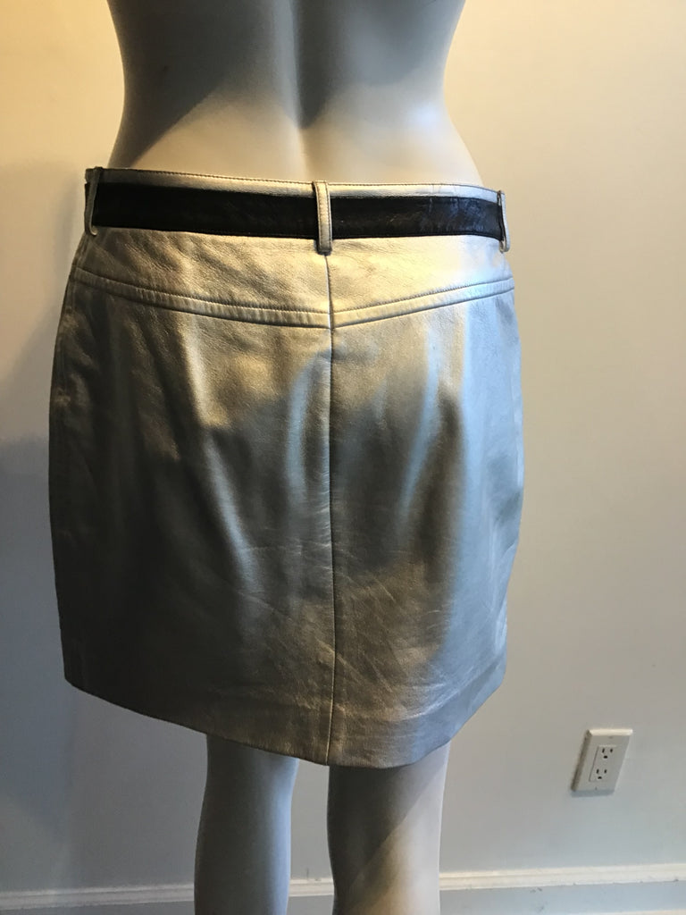 2000’s Silver Leather Chanel Mini Skirt Size 6