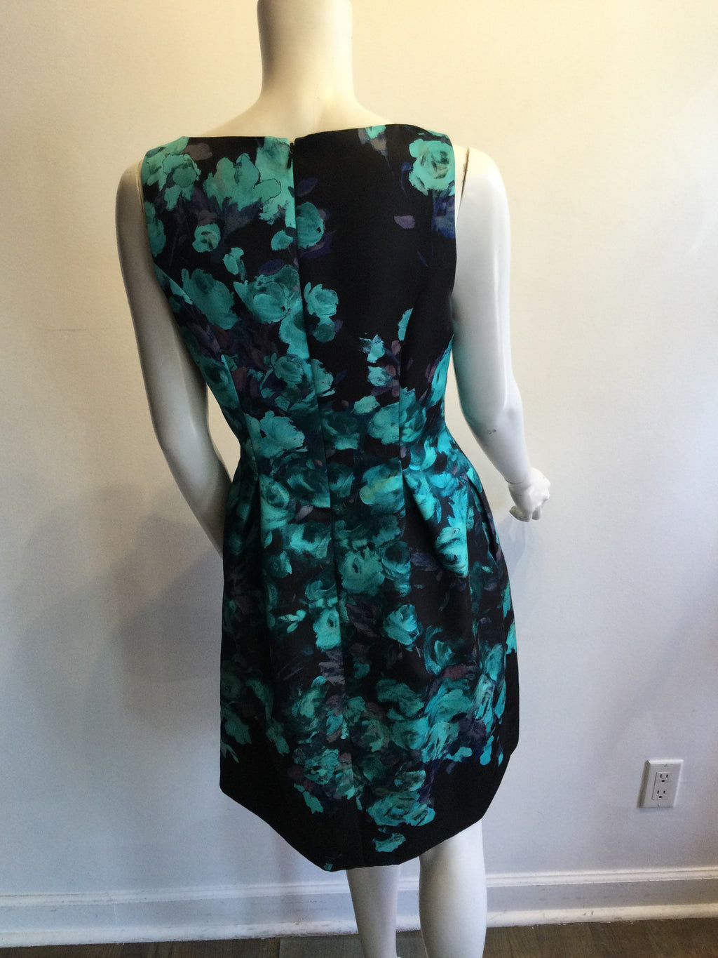 2000’s Lela Rose Blue Floral Silk Dress Size 8