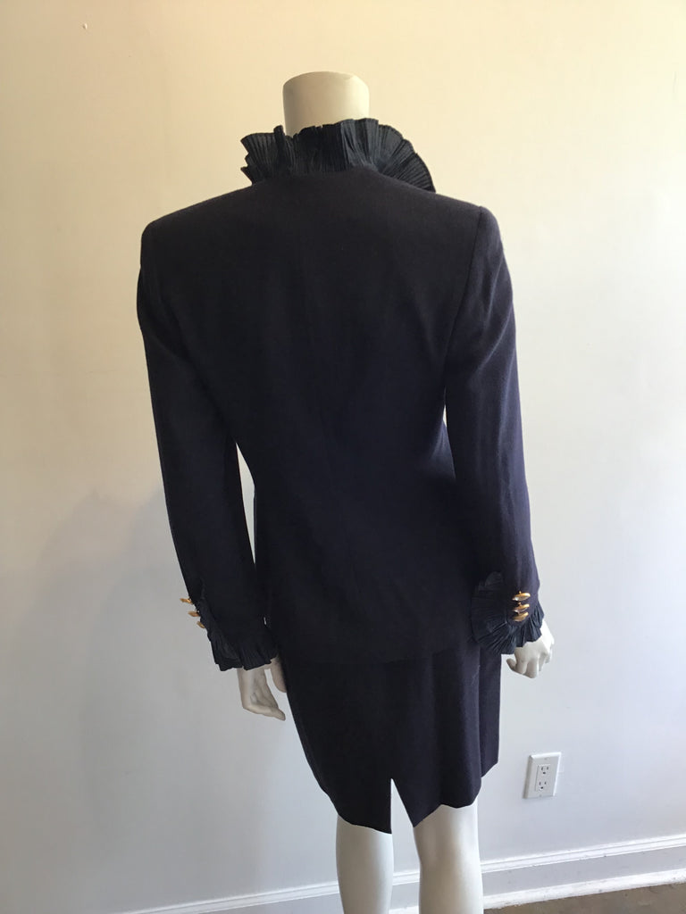 1980’s Navy Blue Wool Christian  Dior Suit Size 6