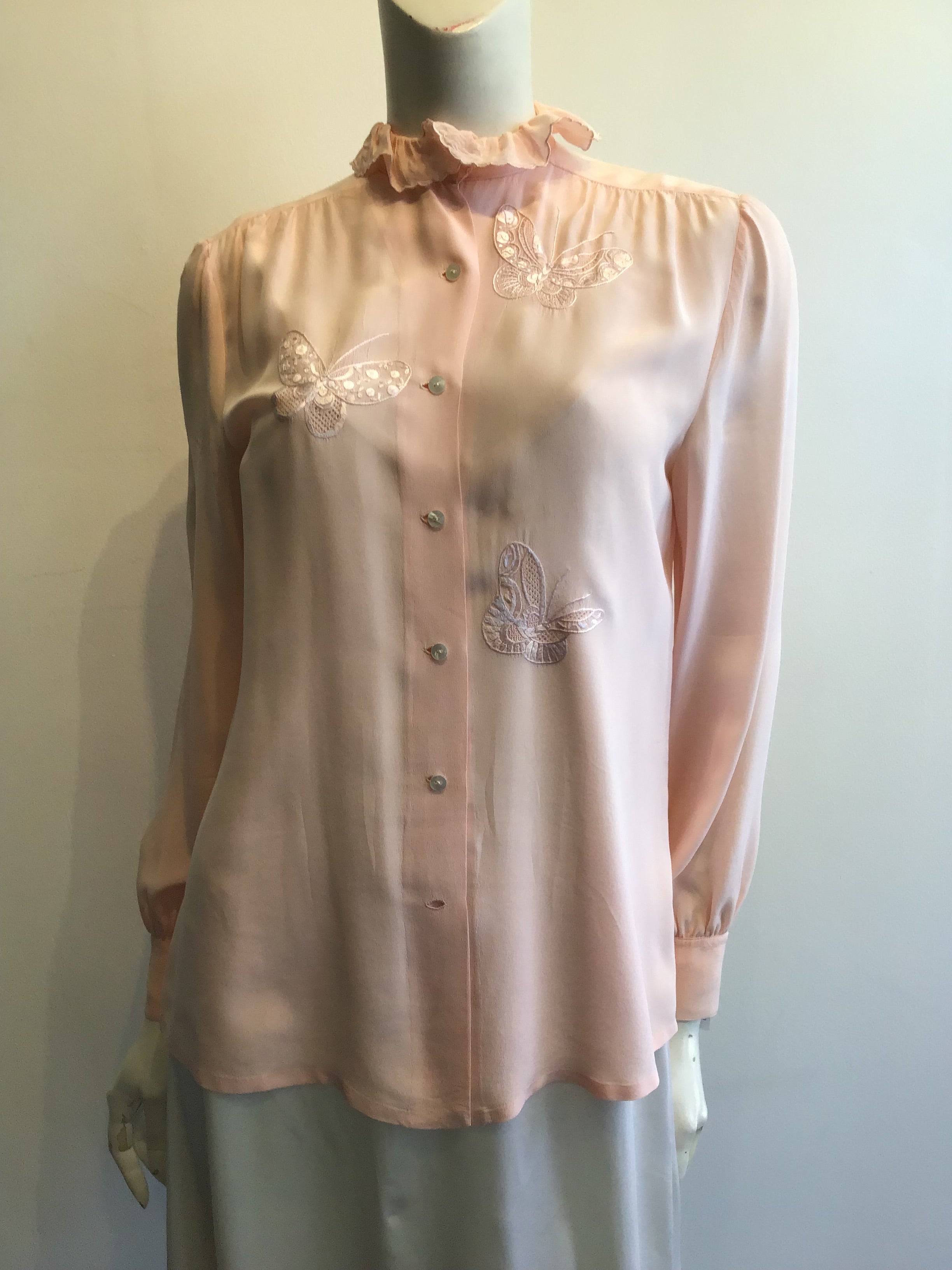 1980’s Pink Silk Hanae Mori Blouse Size 4