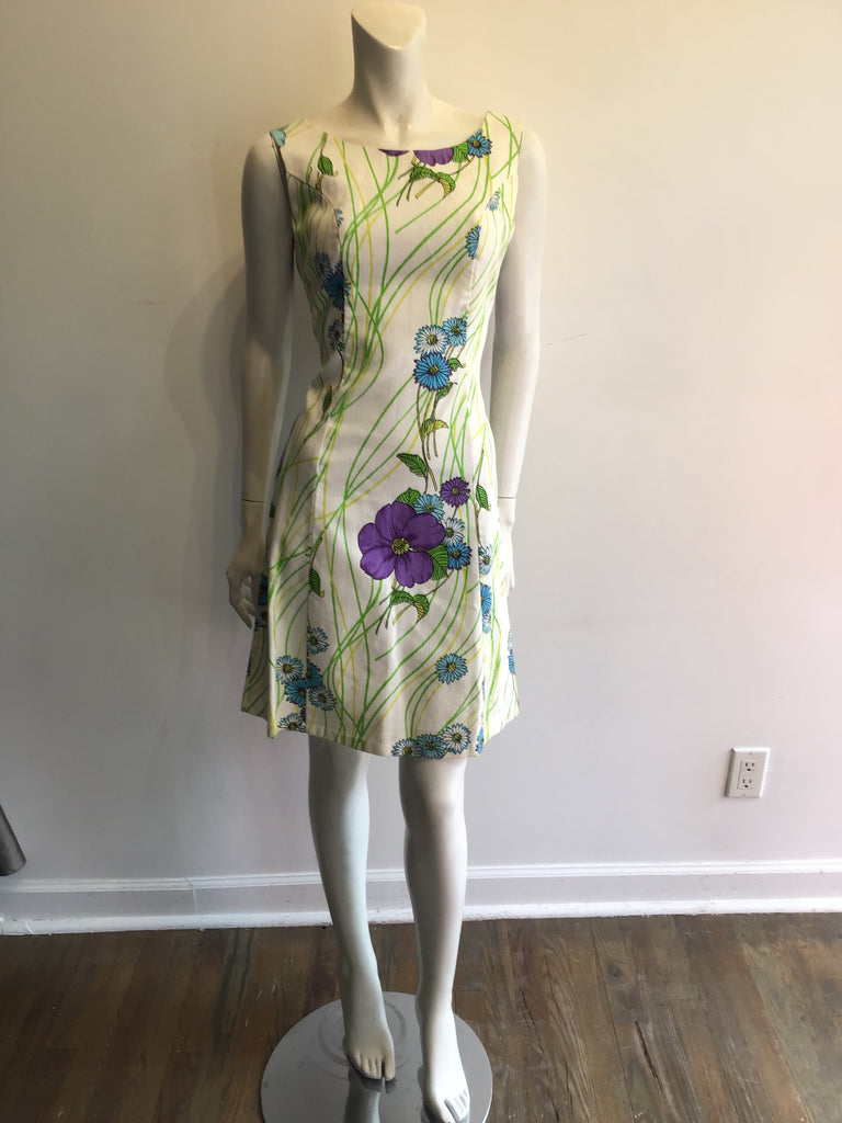1960’s Cotton White/Purple/Blue/Green Janet Lynn Size 8