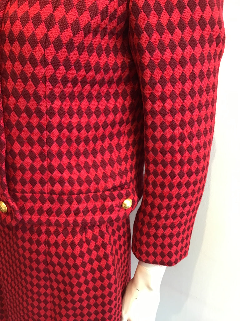 1960s Red and Black Wool Suit by Rose Bertin of Zurich Size 8
