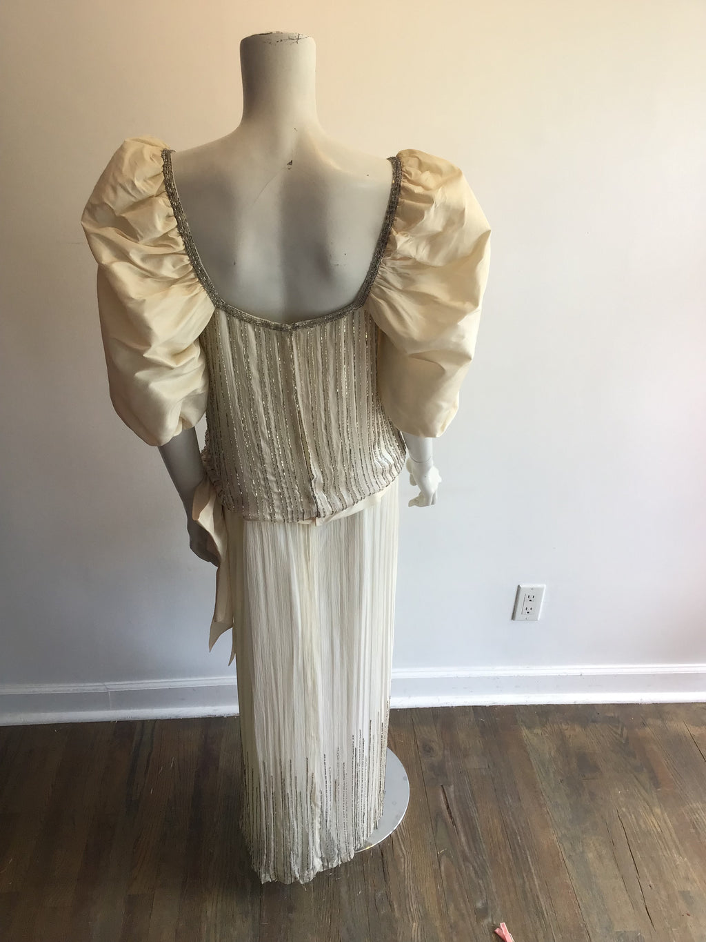 1980’s Cream Silk Taffeta Evening Gown Size 10