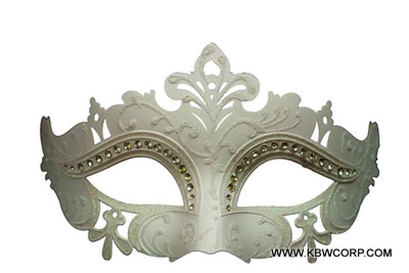 White Masquerade Mask With Gems