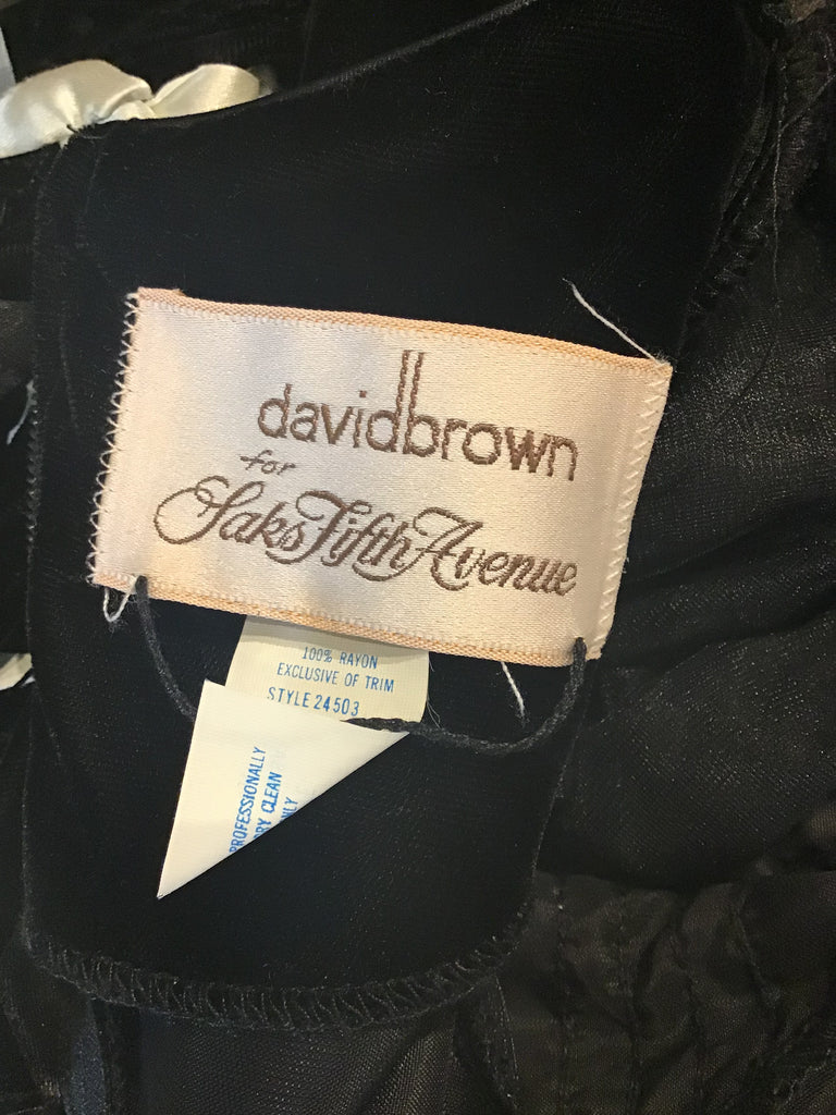 1980's David Brown for Saks Black Velvet Evening Dress