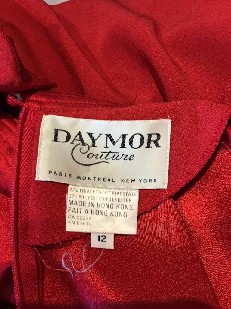 1980’s Day Mor Couture Polyester Crepe Red/White Dress Size 12
