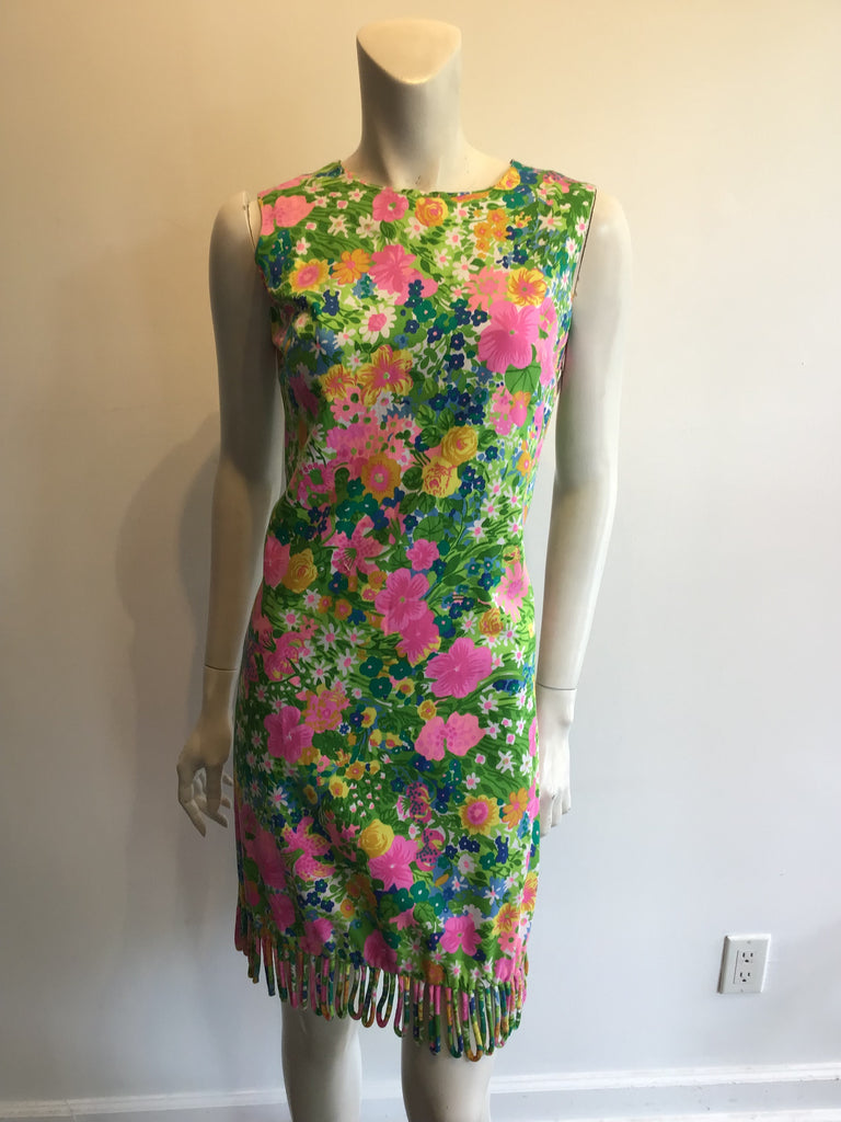 1960’s Cotton Floral Printed Janet Lynn Shift Dress Size 8