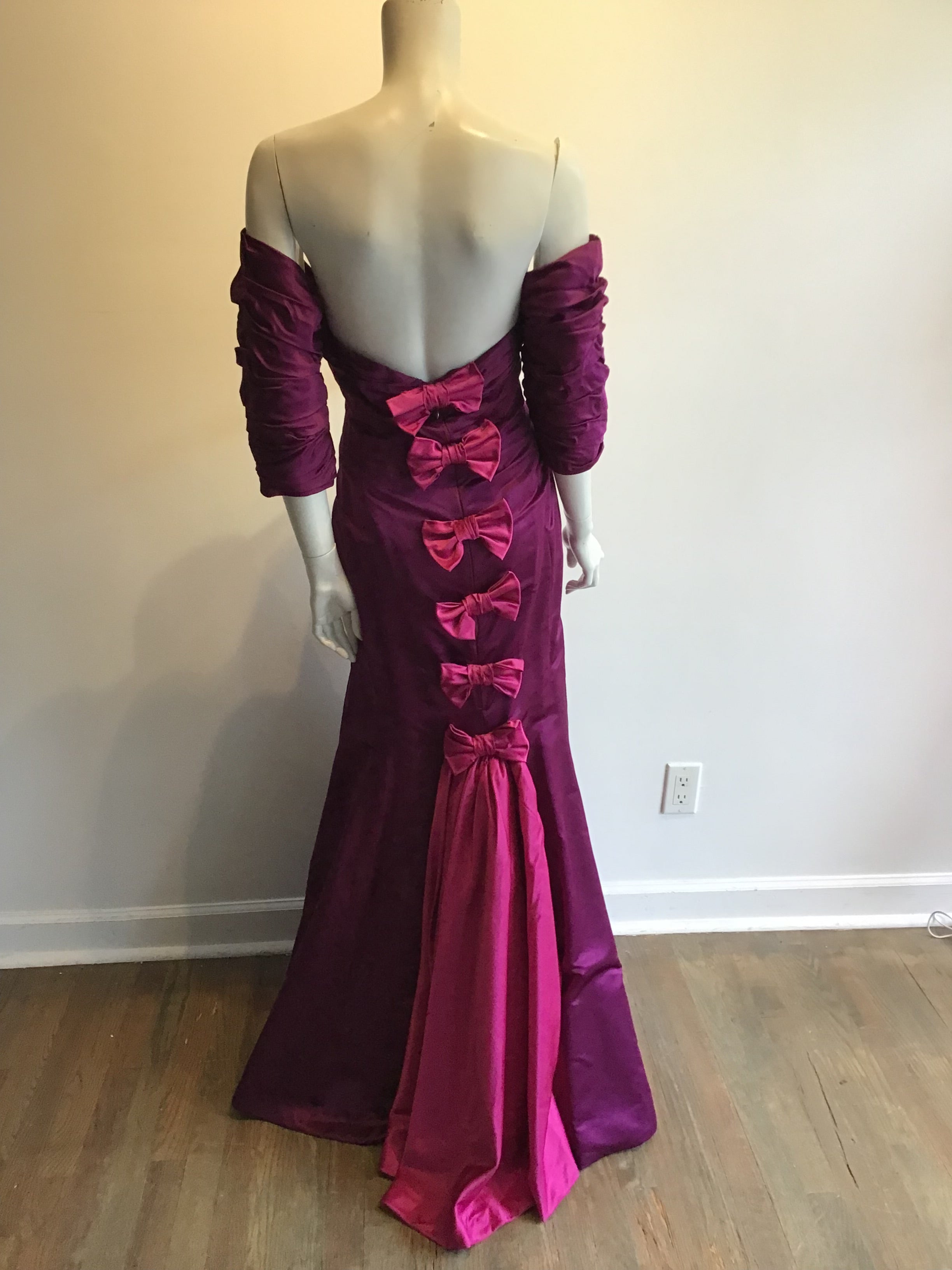 1980’s Plum Silk Satin Evening Gown Size 10