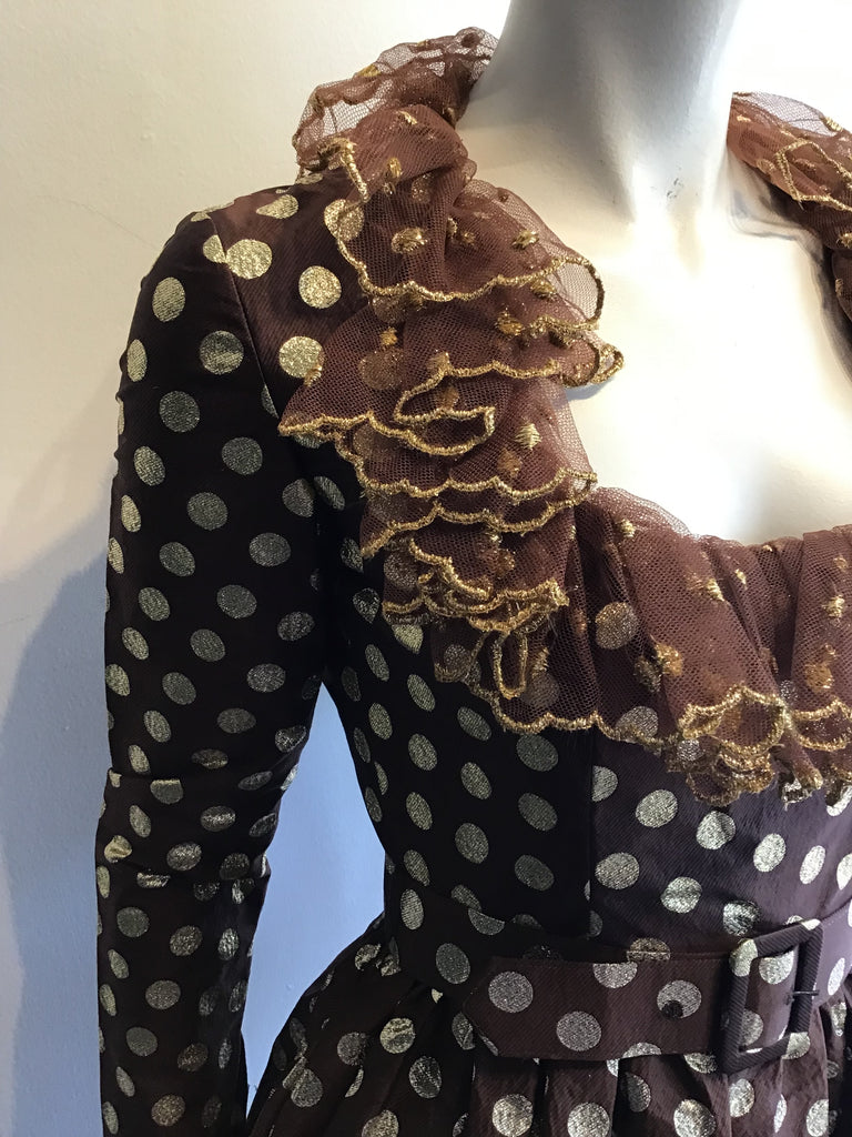 1960’s Brown and Gold Lamé Silk Evening Dress Size 4
