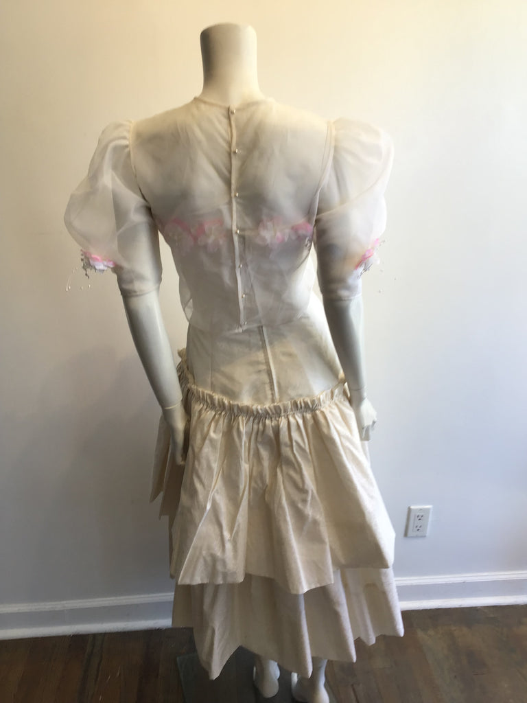 1980’s White Silk Taffeta Mary O’Donnell Cocktail Dress Size 4