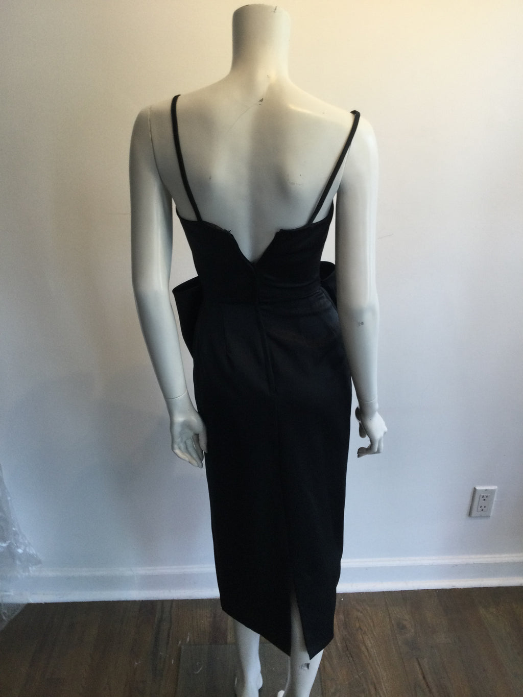1980s Black Silk Victor Costa Evening Gown Size 4