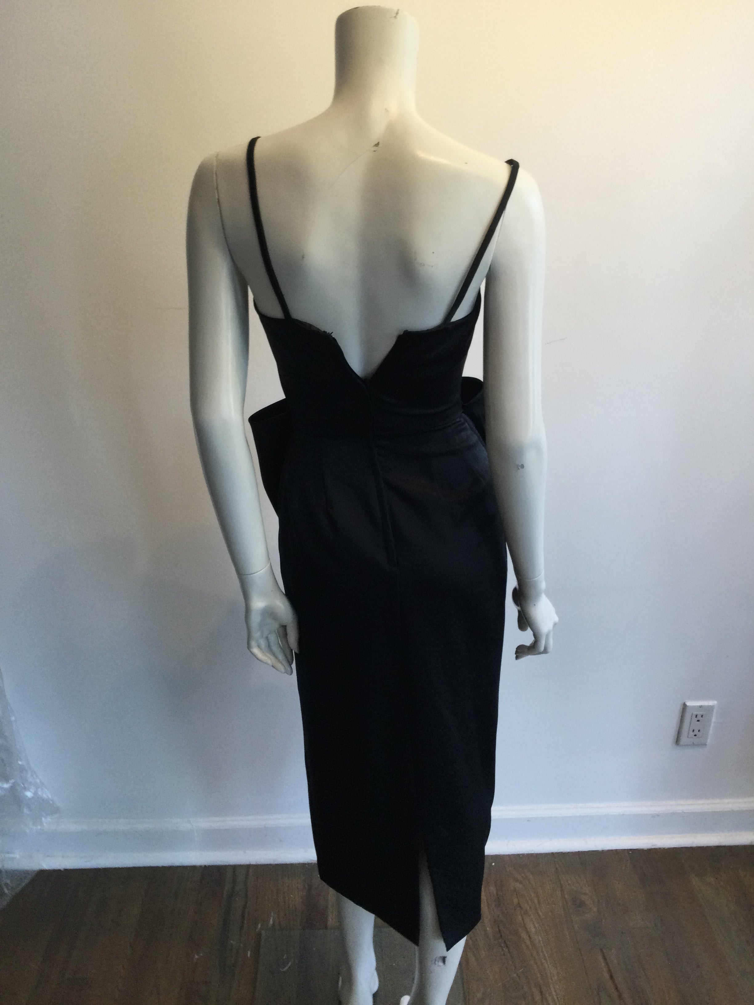 1980s Black Silk Victor Costa Evening Gown Size 4