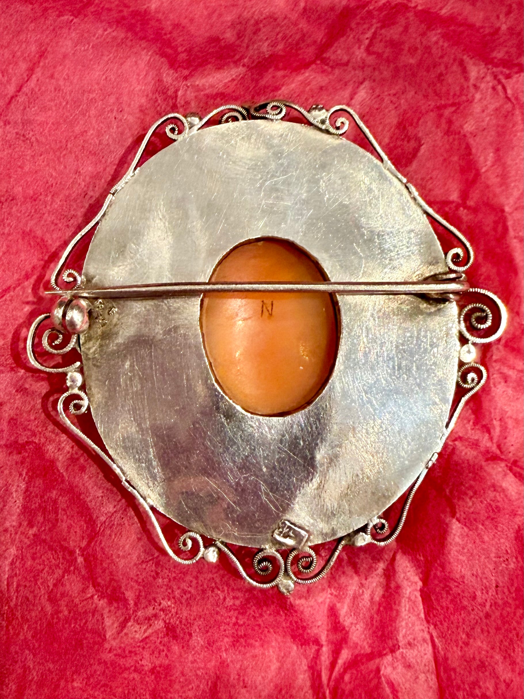 Vintage Antique 800 silver  Cameo Brooch