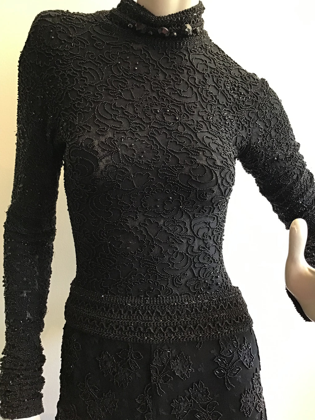 1980's Giorgio di Saint Angelo  Black Beaded Unitard and Pants Size 6/8