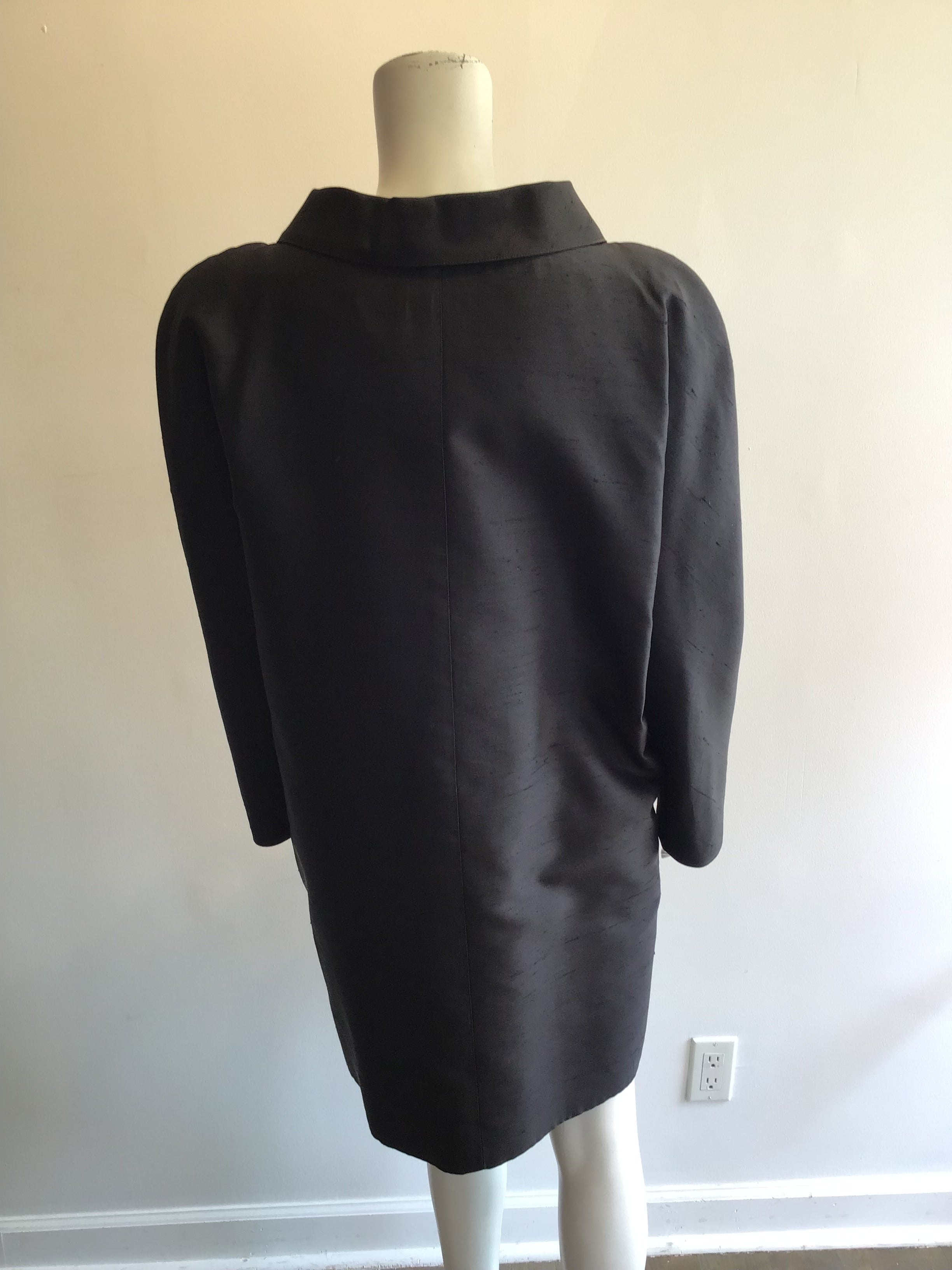 1980’s Oscar de La Renta Black Silk Coat Size 10