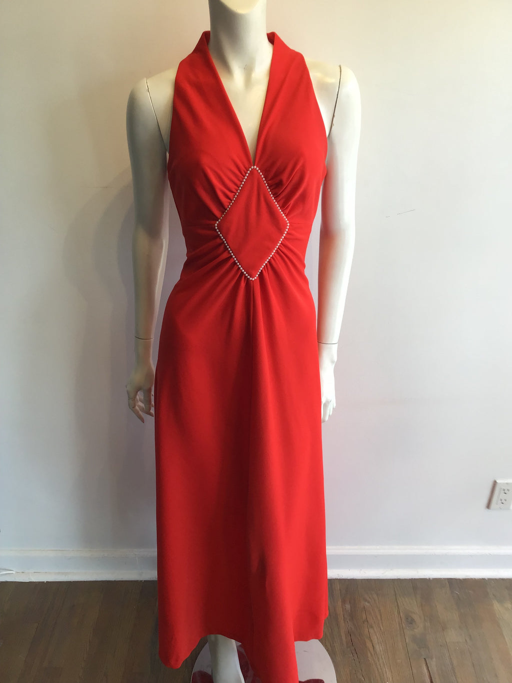 1970’s Tomato Red Polyester Dress Size 6