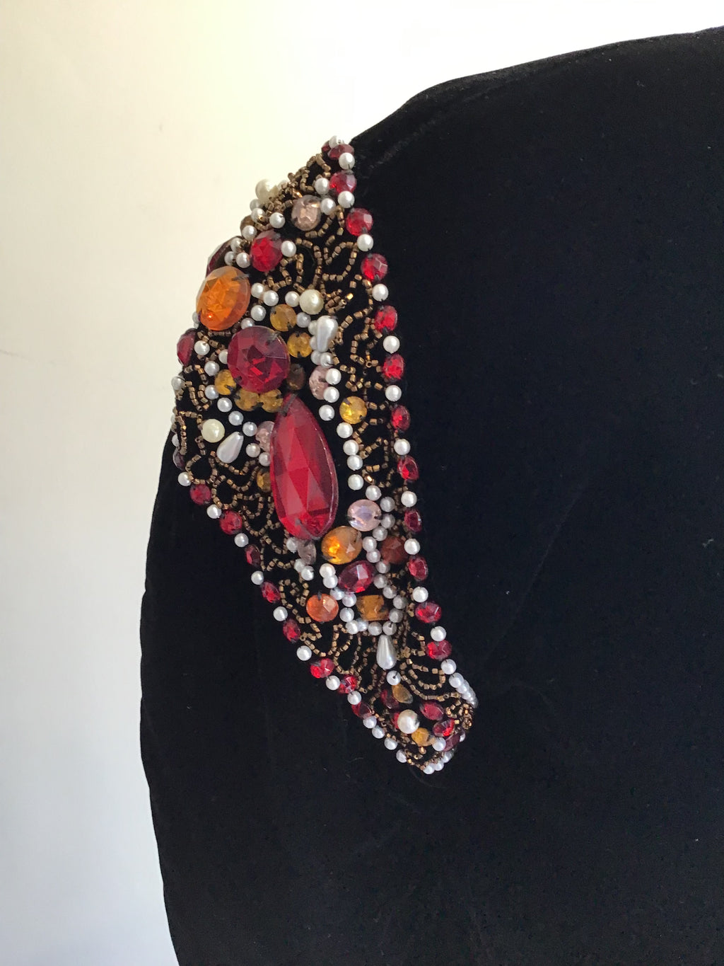1980’s Krizia Black Silk Velvet Buster and Crop Jacket Size 8